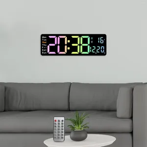 Wandklokken Digitale Klok Met Afstandsbediening Kleurrijk Omgevingslicht Stil Modern Elektronisch Voor Slaapkamer Thuis Klaslokaal Decor