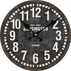Horloges murales Horloge numérique en bois Salle à manger Décor Silencieux 12 pouces Antique Design moderne Style américain
