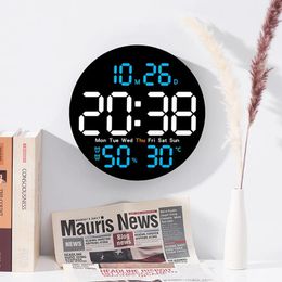 Horloges murales grand écran numérique avec fonction de compte à rebours affichage de la température et de l'humidité pour la décoration de bureau de chambre à coucher à la maison