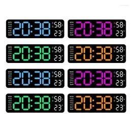 Horloges murales Réveil numérique LED avec calendrier 9 pouces et affichage de la température