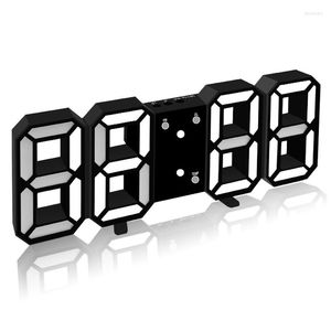 Wandklokken Digitale LED -klok Alarmtabel Snooze 12/24 uur USB Power Home Slaapkamer Woonkamer Decoratie kan worden opgehangen
