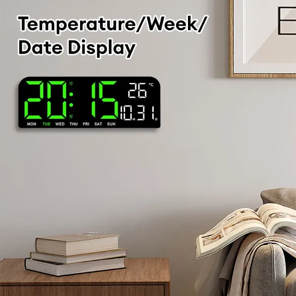 Relojes de pared Reloj LED digital Temperatura Fecha Semana Pantalla Temporizador Cuenta regresiva Mesa Brillo ajustable Alarma Decoración de escritorio