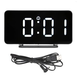 Horloges murales Miroir numérique Réveil Compact LED Électronique Lecture facile Double fonction Snooze Grand écran 3