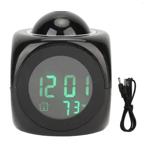 Relojes de pared Proyección digital Reloj despertador 5 tipos de música ABS 10 minutos Snooze Pantalla LED negra USB 5V para dormitorio
