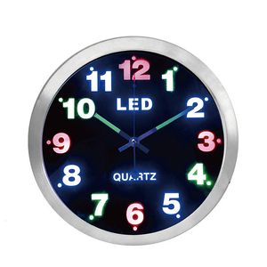 Horloges murales Horloge murale numérique en métal horloge LED mécanisme créatif salon chambre horloges silencieuses mur décor à la maison Zegar Scienny cadeau FZ482 230310