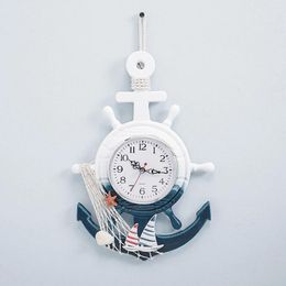 Wandklokken digitale horloge Seaside Sculptures Home Decor Clock Mediterranean Style Bamboo