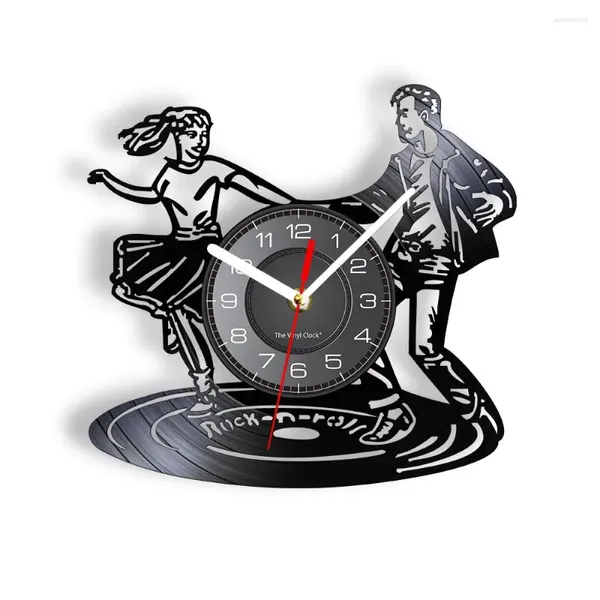 Horloges murales Disco Dancers Clock N Roll Dancing Vintage Night Club Contemporain Décoratif DJ Art Décor