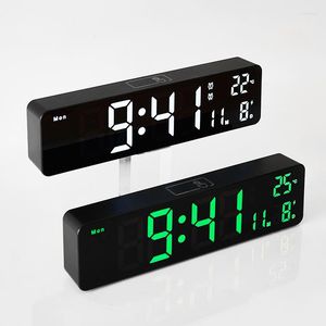 Wandklokken Display Alarm Week Desktop Wandmontage Controle Tijd Datum Staand Snooze Decor Voice Temp Digital Home Clock Tafel