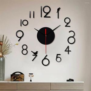 Wall Clocks DIY Clock 3D Mirror Creative Acrylic Stickers Living Room Quartz Needle Europe Watch Home Decor Drop