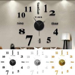 Relógios de parede DIY Relógio Criativo Sem Moldura Decalque 3D Moderno Grande Casa Silenciosa Sala de Estar Decoração de Escola Decoração de Escritório
