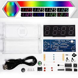 Relojes de pared Kit de reloj de bricolaje con pantalla de tubo digital y medición de temperatura Aprende electrónica Crea un hermoso