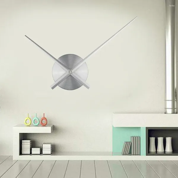 Horloges murales DIY Horloge Design moderne Grand avec long pointeur décoratif salon grande montre décor à la maison (argent)