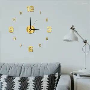 Horloges murales DIY Horloge numérique Montres Autocollant Silencieux pour la maison Salon Table Acrylique 3D Lumineux