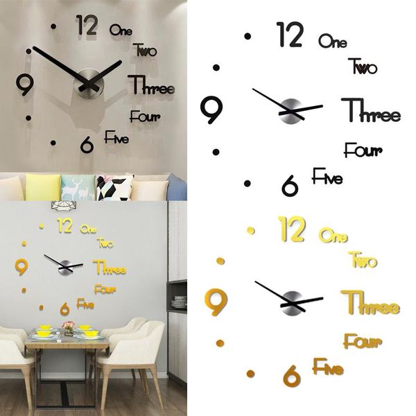 Horloges murales bricolage grande horloge 3D autocollant Design moderne décoratif pour la décoration de la maison DC120