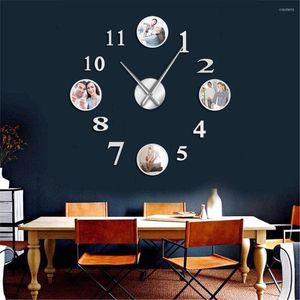 Horloges murales DIY Grande horloge personnalisée Po Décoratif Salon Photo Cadre familial Images personnalisées Big