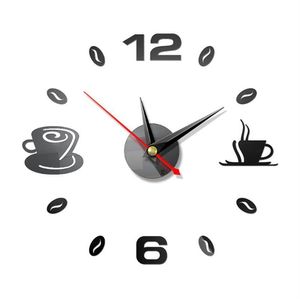 Relojes de pared DIY Reloj grande Sin marco Gigante Diseño moderno Café Taza de café Decoración de frijol Cocina Watch327A