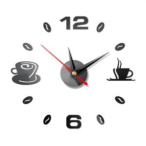 Horloges murales DIY Grande horloge sans cadre géant design moderne café café tasse de café décor cuisine montre 202c
