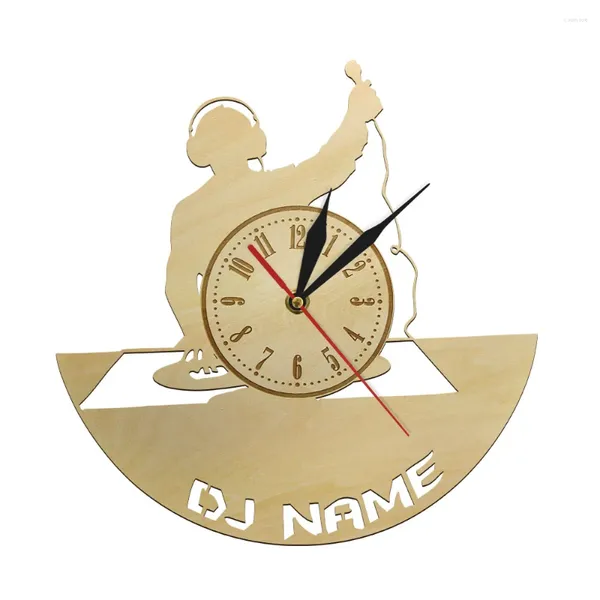 Horloges murales DJ écouteurs modernes horloge du casque Mélody rythme rythme beat en bois watch art music lover décor musicien garçons geek cadeaux