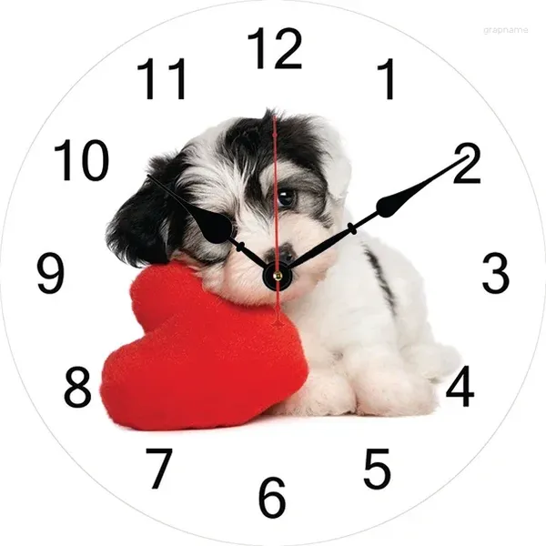 Horloges murales chiens amour horloge design moderne salon chambre bureau décoration cuisine art montre décor à la maison