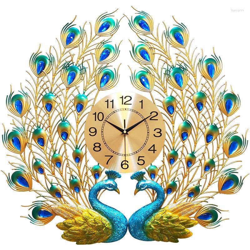 Wall Clocks Double Peacock Clock Home Digital Watch Living Room Bedroom Silent Decorative Modern Design