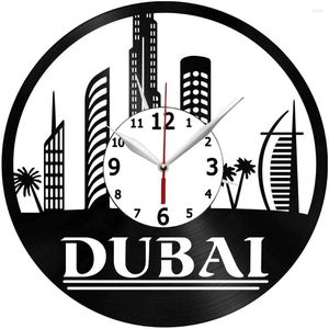 Wandklokken Dubai Cityscape Clock Record Art Stil Tikt niet