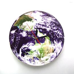 Horloges murales vue du jour de la terre horloge Design moderne planète céleste espace extérieur montre 3D Globe Science cadeau