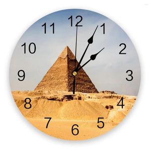 Horloges murales Egypte Pyramide Désert Heritage Décorations pour la maison Salon Horloge Design moderne Autocollants numériques