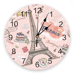 Horloges murales tour Eiffel Dessert horloge pour chambre d'enfants moderne décor à la maison numérique vivant autocollants