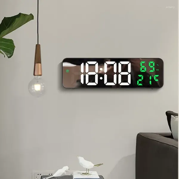 Horloges murales Horloge numérique électronique Affichage de la température et de l'humidité Mode nuit Alarme de table pour la maison 12 / 24H LED