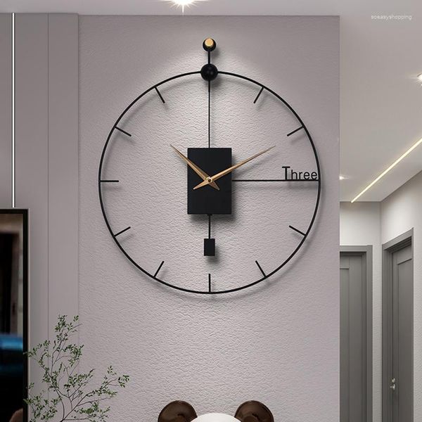 Relojes de pared elegante reloj moderno cuarzo de lujo reloj de arte divertido simple péndulo estético simple marco vacío relajado decoración de la habitación pared