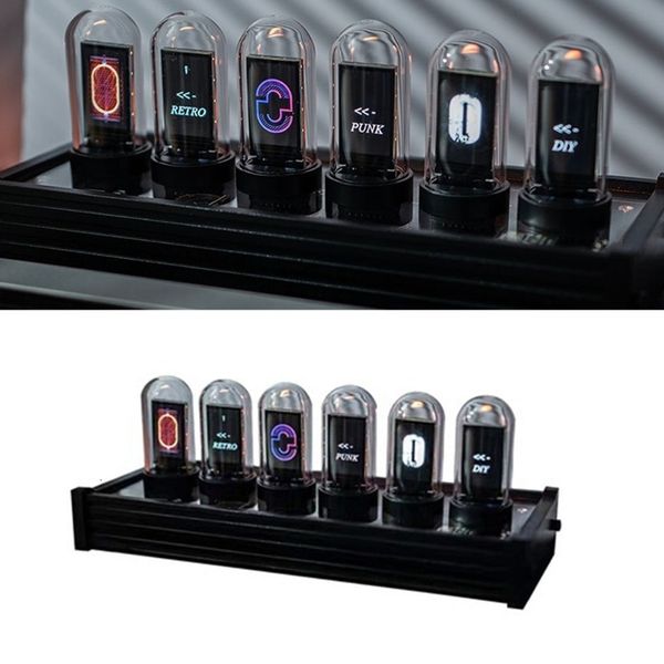 Horloges murales Elekstube IPS Nixie Tube Horloge numérique Calendrier électronique LCD 6 bits pour l'affichage de l'heure Po Creative Retro Desk Deco 230721