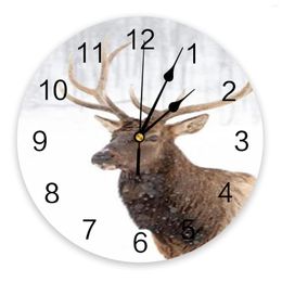 Horloges murales wapiti neige hiver Animal PVC horloge numérique Design moderne salon décor grande montre muet suspendu