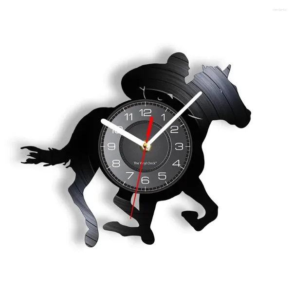Relojes de pared Reloj ecuestre Montar a caballo moderno Decoración artística Vintage Racing Record Horseman Regalo para los amantes