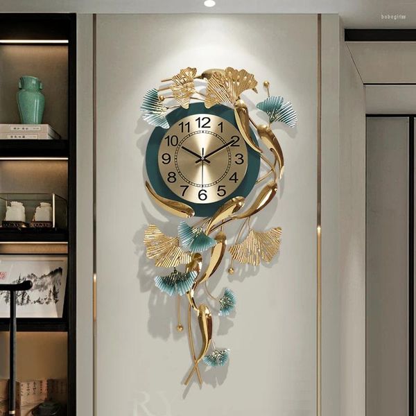 Horloges murales est nordique créatif suspendu horloge de suspension salon ménage veille pour la décoration de luxe moderne du couloir