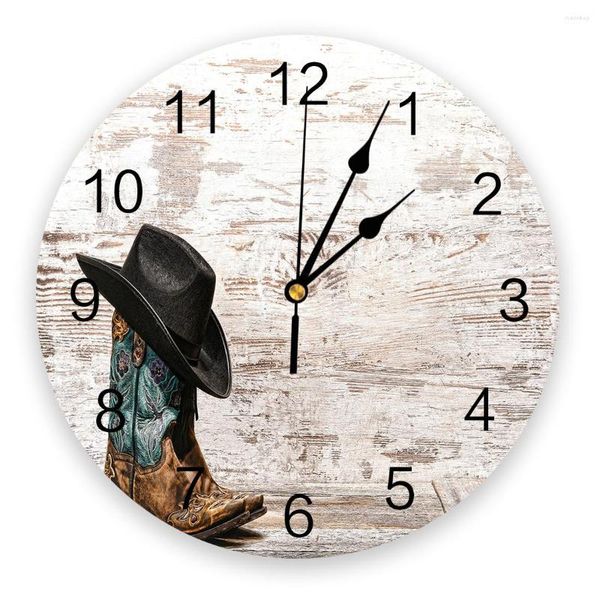 Relojes de pared Estern zapatos de vaquero reloj silencioso sin tictac redondo hogar Oficina aula escuela moderno decorativo