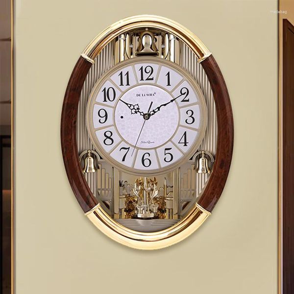 Horloges murales carillon européen horloge salon luxe moderne montres pivotantes créative Vintage musique ornement décoration de la maison