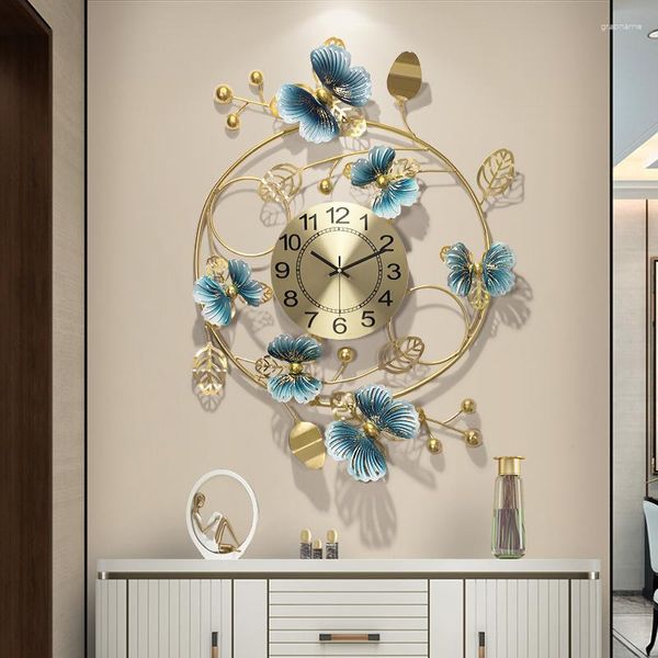 Relojes De Pared, Reloj clásico europeo, único, dorado, personalizado, alimentado por batería, sala De juegos, tamaño grande, creativo, Reloj De Pared, decoración