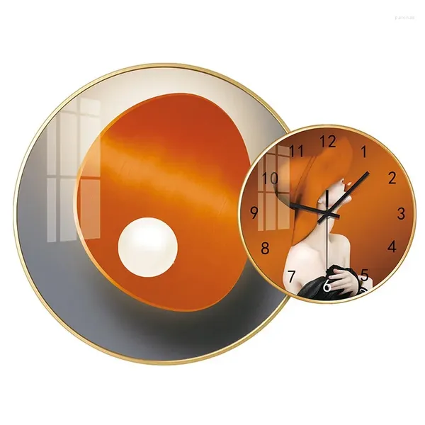 Horloges murales Horloge européenne DIY Cristal Porcelaine Peinture Combinaison TV Fond Salon Suspendu Maison silencieuse