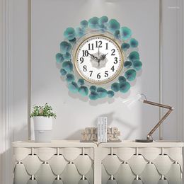 Wandklokken Europees Huishouden Ronde Klok Woonkamer Moderne creatieve horloges Toegang stil eenvoudig Home Decoratie Blue