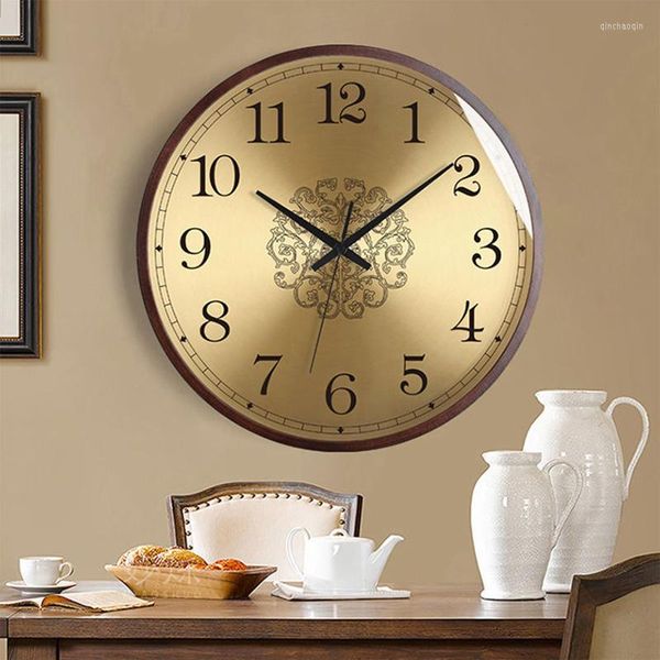 Relojes de pared Reloj de lujo europeo Diseño antiguo Hogar dorado Digital Silencioso Envío gratuito Varita Decoración Habitación