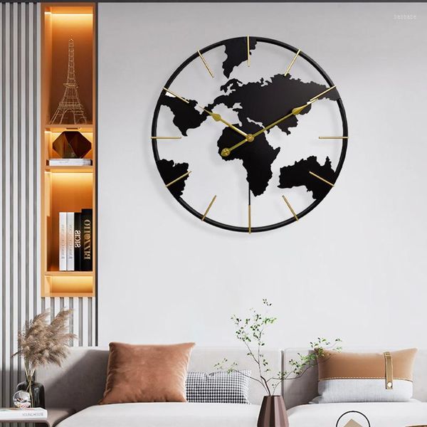 Relojes de pared Reloj de mapa europeo Metal 24cun Grande Silencioso Diseño moderno Decoraciones para el salón Relogio De Parede