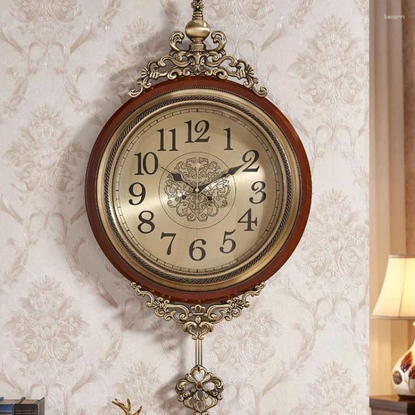 Horloges murales européenne rétro horloge pendule salon bois cuisine américaine art maison design moderne montre simple