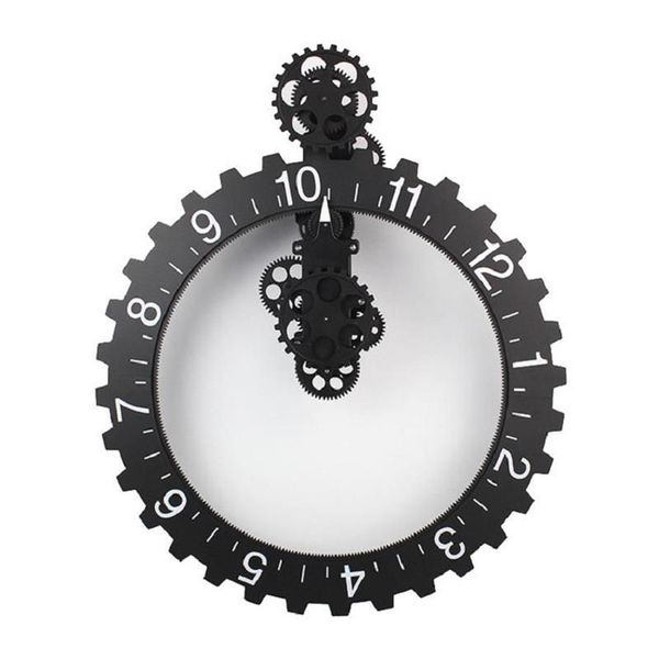 Horloges murales Européenne Rétro Gear Clock Artisanat Art Grandes dents suspendues Siège de salon personnalisé Fashion267S