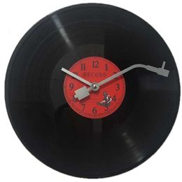 Relojes de pared Retro europeo nostálgico reloj ultrasilencioso disco de vinilo reloj de pared con personalidad Café Bar reloj de pared decorativo 230625