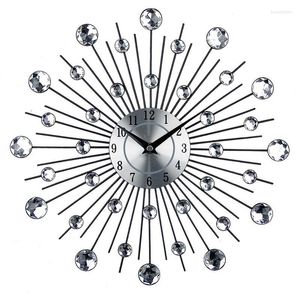 Horloges murales Style européen et horloge créative cristal argent fer forgé personnalité Art décoration salon chambre