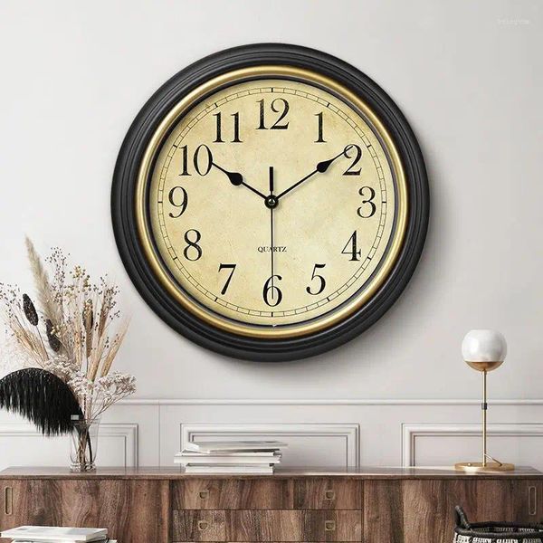 Relojes de pared Sala de estar colgante de estilo europeo Hogar American Relo Retro Decoraciones silenciosas Quartz sin PUNC