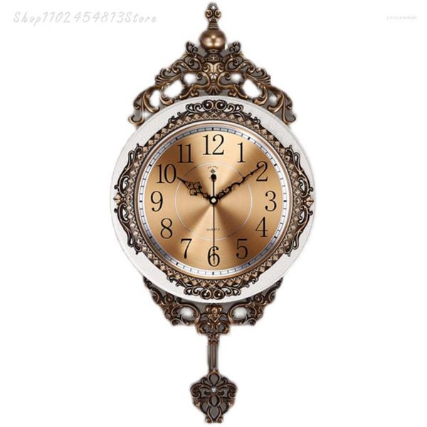 Relojes de pared Estilo europeo Luz Lujo Sala de estar Columpio Reloj silencioso Dormitorio Distintivo Moda creativa Cuarzo decorativo