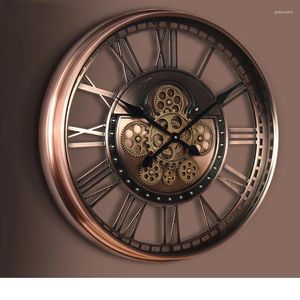 Wandklokken Europese stijl Metal Gear Clock Amerikaanse Retro Art Woonkamer Decoratie Creatieve Pointer Quartz