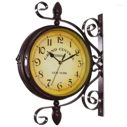 Relojes de pared Reloj vintage europeo Innovador Moda Doble cara