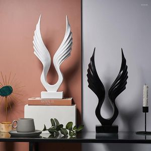 Wandklokken European Wing Sculpture Art Decoratie Minimalistisch Design Tentoonstelling Hall Wine Cabinet Handwerk ornament Zwart en witte hars